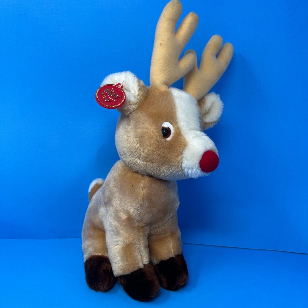 Russ Berrie Plush Reindeer 14 inch Tan Vintage Musical Wind Up Rudolph 367 - Picture 12 of 17
